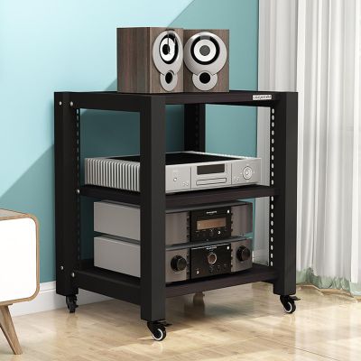 Multi-Tier Media Stand Corner Shelf Audio/Video Stand Stereo Component Cabinet Adjustable Open Frame Wooden Storage Shelves for Living Room Home Theater Amplifier Rack (Color : B, Size : 3-Tier)