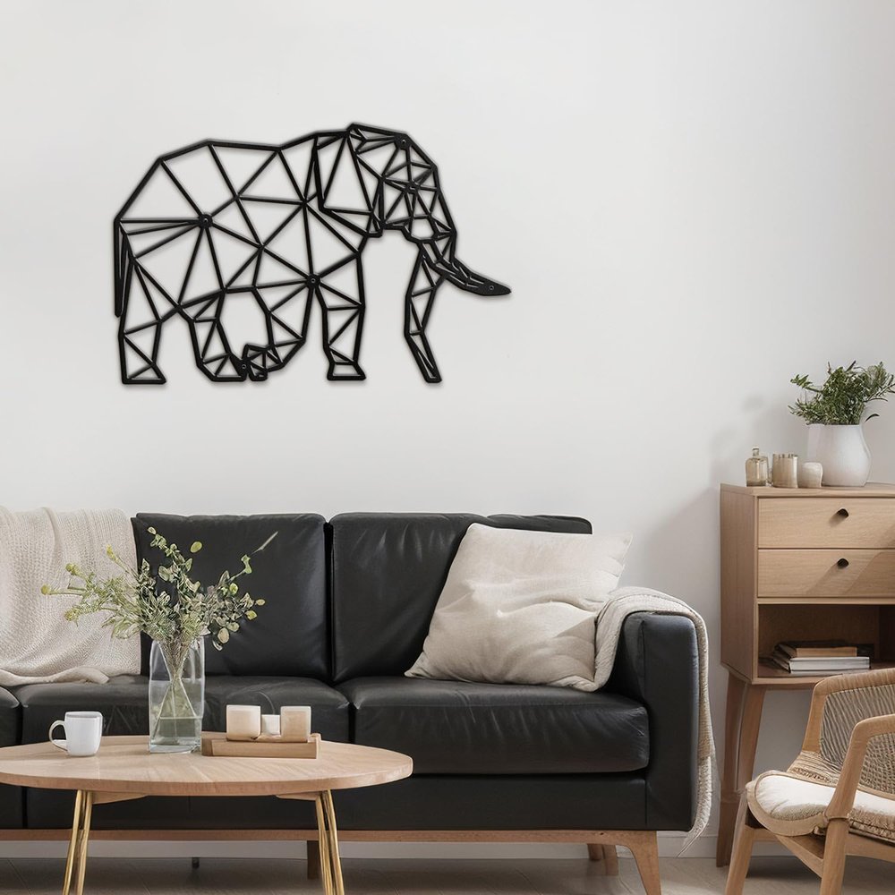 SIGNLEADER Metal Wall Art Decor Pregnant Elephant Modern Abstract Wall Sculpture Hangings Home Decoration for Living Room, Bedroom, Bathroom, Kitchen, Outdoor - 36" Black