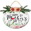 Uptell Mothers Day Door Sign for Front Door Wooden Mom Sign Home Decor Wall Art Hanging Plaque Wreath Sign for Front Door Farmhouse Rustic Mother Wife Gift 12 Inch view 1