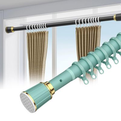 Shower Curtain Rod - Tension Curtain Rod - Non-Slip Stainless Steel Bathroom Rod, Window Curtain Rod for Bathtub, Stall, Closet, Doorway(Color:Green,Size:70cm-120cm)