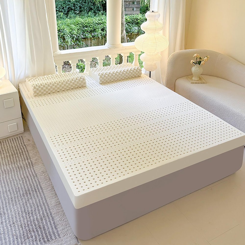 NaKeah Natural Latex Mattress Queen Size Soft Mattress Topper Double for Sleeping Comfortable Tatami Mattresses for Back Pain Massage,5cm,135x190cm