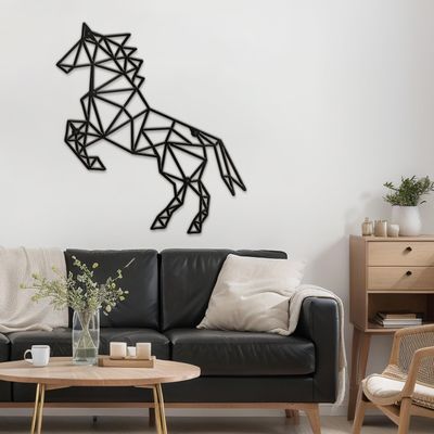 SIGNLEADER Metal Wall Art Decor Non-Stop Horse Modern Abstract Wall Sculpture Hangings Home Decoration for Living Room, Bedroom, Bathroom, Kitchen, Outdoor - 36" Black