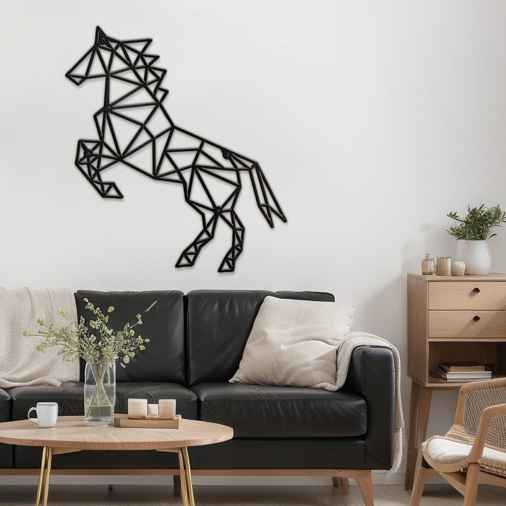SIGNLEADER Metal Wall Art Decor Non-Stop Horse Modern Abstract Wall Sculpture Hangings Home Decoration for Living Room, Bedroom, Bathroom, Kitchen, Outdoor - 36" Black