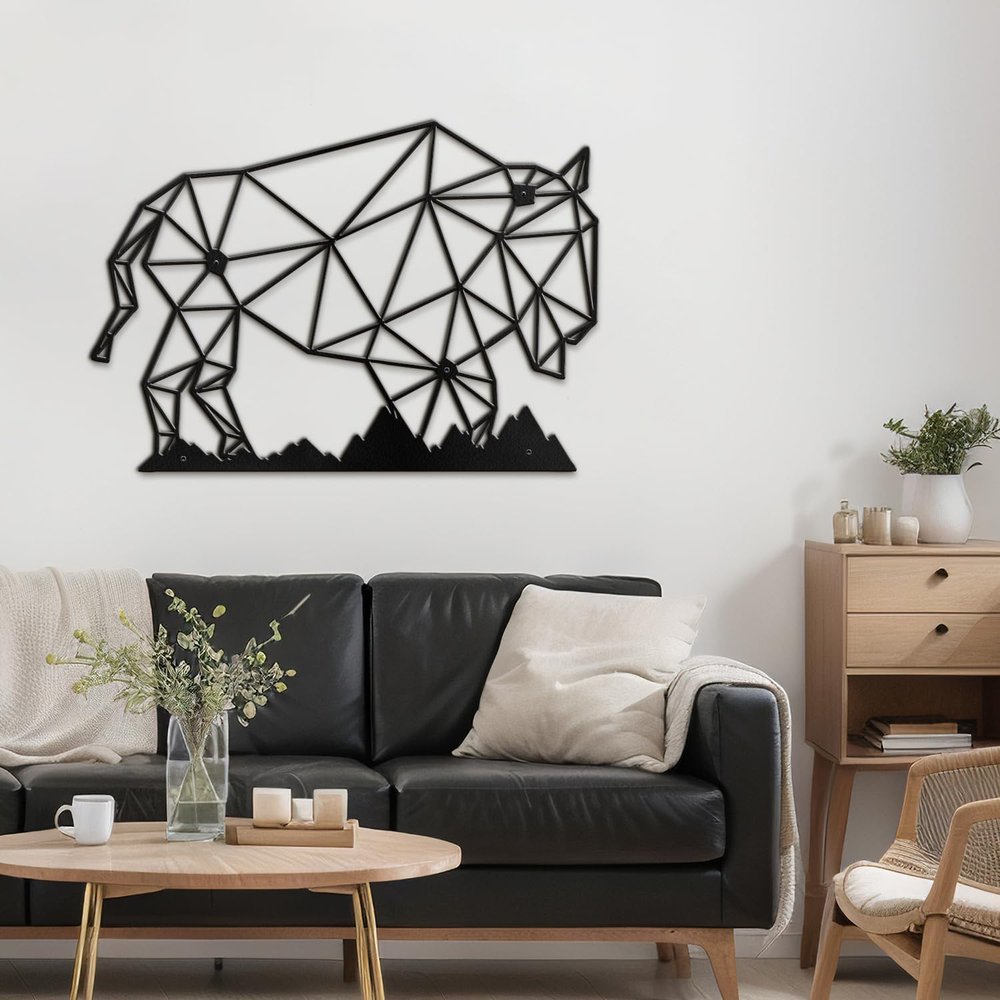 SIGNLEADER Metal Wall Art Decor Cow Wildlife Modern Abstract Wall Sculpture Hangings Home Decoration for Living Room, Bedroom, Bathroom, Kitchen, Outdoor - 24" Black