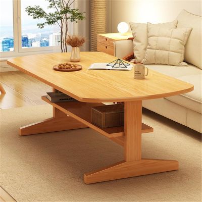 noxozoqm Rectangular Coffee Table for Living Room,Modern Home Decor Solid Wood Coffee Table,Industrail Vintage Wood Center Tables
