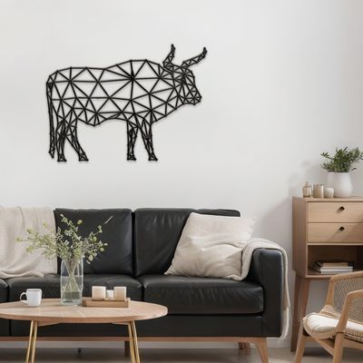 SIGNLEADER Metal Wall Art Decor Brooding Cow Modern Abstract Wall Sculpture Hangings Home Decoration for Living Room, Bedroom, Bathroom, Kitchen, Outdoor - 36" Black