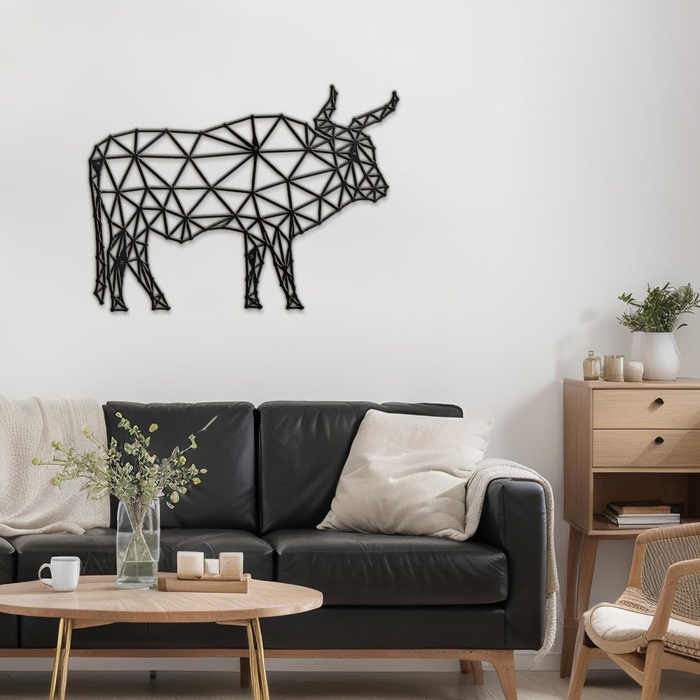 SIGNLEADER Metal Wall Art Decor Brooding Cow Modern Abstract Wall Sculpture Hangings Home Decoration for Living Room, Bedroom, Bathroom, Kitchen, Outdoor - 36" Black