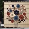 Ambesonne Rustic Shower Curtain, Modern and Simple Bouquet with Flowers in Scandinavian Colors, Cloth Fabric Bathroom Decor Set with Hooks, 69" W x 84" L, Night Blue Ruby and Champagne view 1
