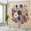 Ambesonne Rustic Shower Curtain, Modern and Simple Bouquet with Flowers in Scandinavian Colors, Cloth Fabric Bathroom Decor Set with Hooks, 69" W x 84" L, Night Blue Ruby and Champagne view 2
