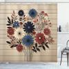 Ambesonne Rustic Shower Curtain, Modern and Simple Bouquet with Flowers in Scandinavian Colors, Cloth Fabric Bathroom Decor Set with Hooks, 69" W x 84" L, Night Blue Ruby and Champagne view 3