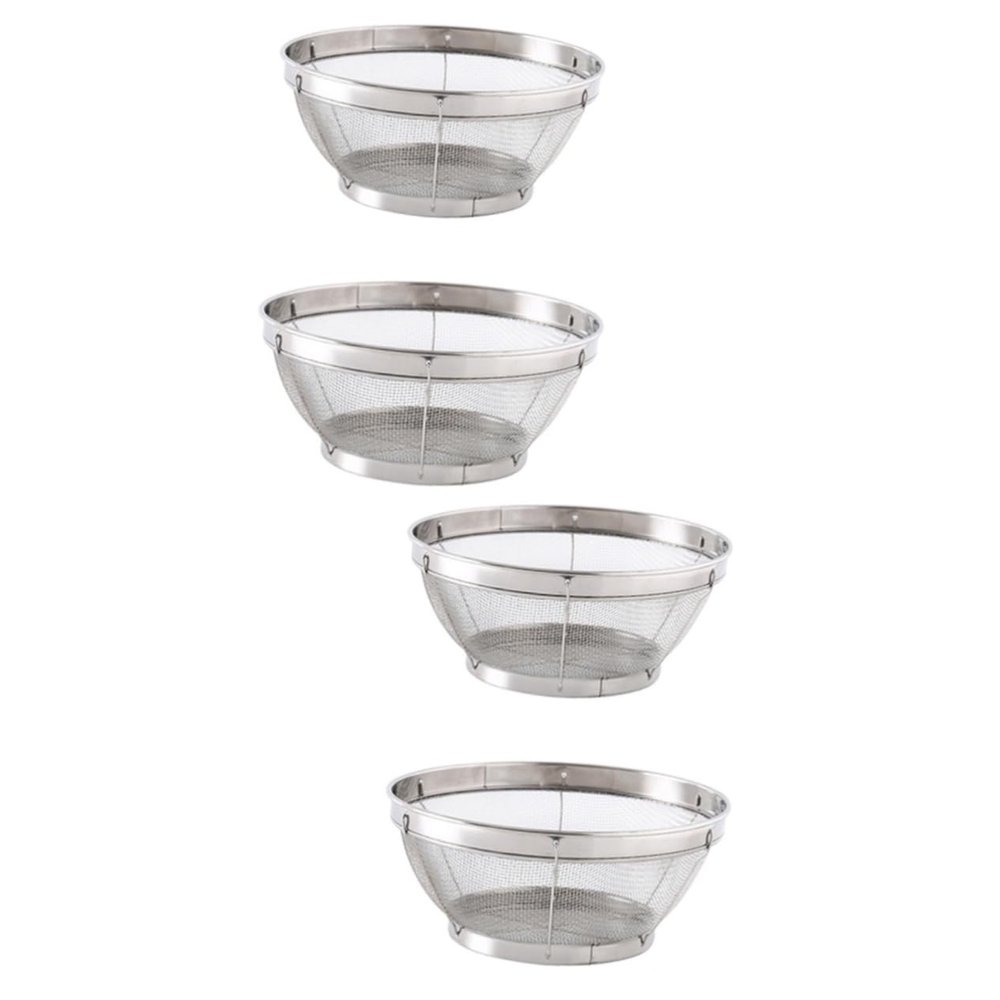 BESTOYARD 4 Pcs Stainless Steel Drain Basket Fruit Basket Draining Basket Strainer Rice Wash Holder Kitchen Fruit Drain Basket Mesh Wash Basket Fruit Washing Basket Vegetable Rice Basket