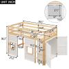 Merax Wood Loft Bed Twin Size with Storage Wardrobe, 2 Windows Design, for Teens, Boys & Girls, White view 2