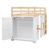 Merax Wood Loft Bed Twin Size with Storage Wardrobe, 2 Windows Design, for Teens, Boys & Girls, White view 4