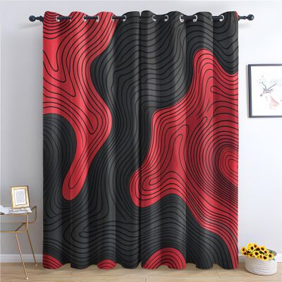 Optical Illusion Blackout Curtains for Bedroom Living Room, Red and Black Curtains & Home Decor, Abstract Art Window Curtains, Thermal Room Darkening Grommet Drapes, 54 Inch Curtains 2 Panel Set