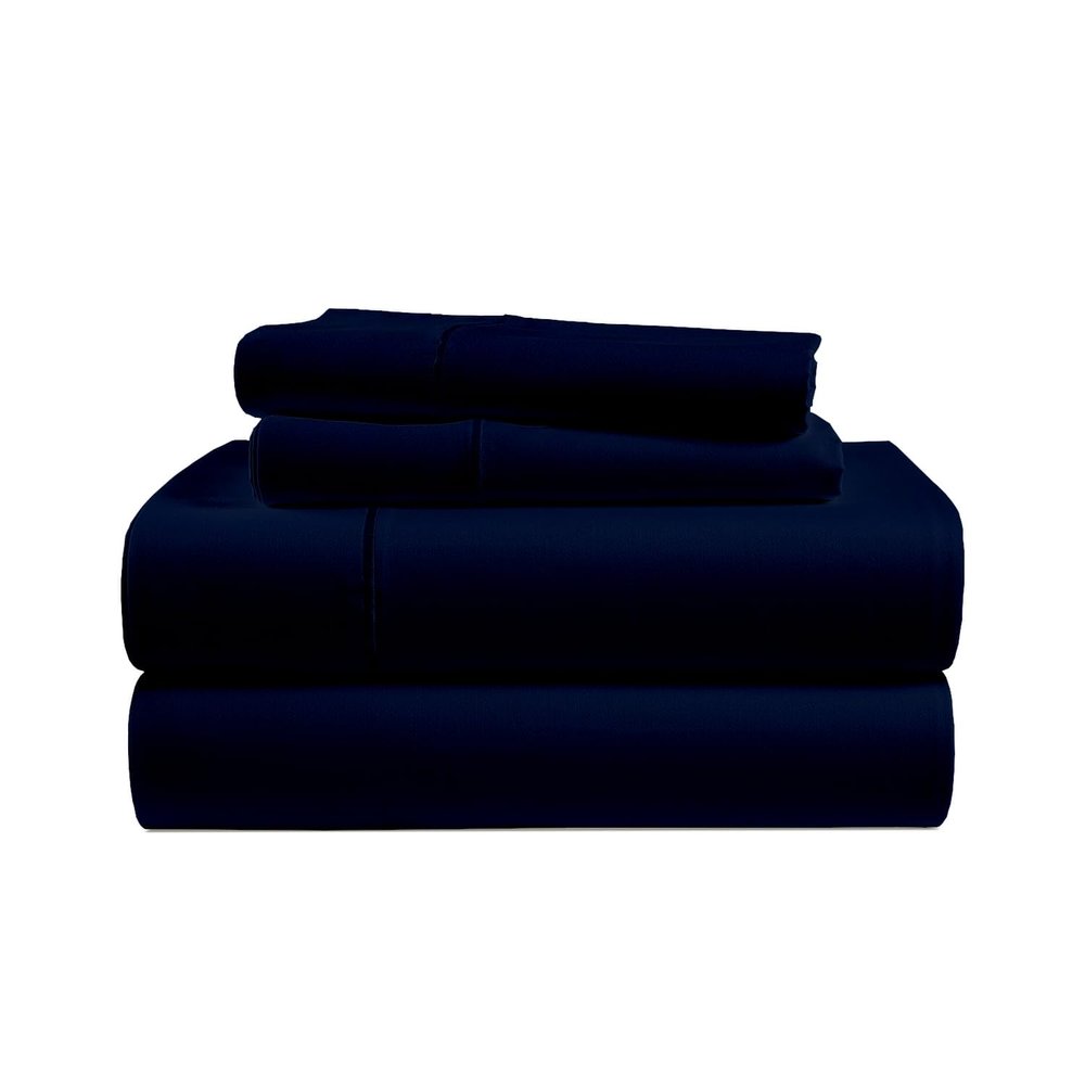 1 Piece Fitted Sheet Only Hotel Luxury Single Fitted Pure Egyptian Cotton 800 Thread Count Bottom Sheet, 15 Inch Deep Pocket Pack of 1 Twin XL Size Navy Blue