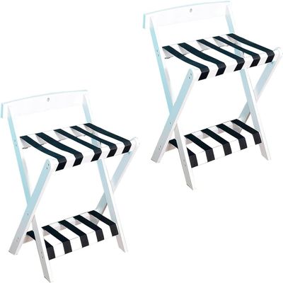 Luggage Racks for Suitcases Suitcase Stand, Collapsible Suitcase Rack in Home & Kitchen, Professional Hotel Suitcase Rack, White Home Storage Shelf, Solid Wooden Furniture Tray Rack ( Size : 2Pcs )