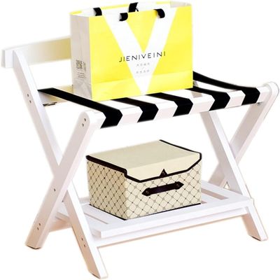 Luggage Rack for Guest Room Suitcase Stand, White Hotel Room Suitcase Rack Holder, Support Solid Wood Luggage Storage Rack, Suitcase Backpack Shelving, Saving Space, for Hotel, Bedroom ( Color : White