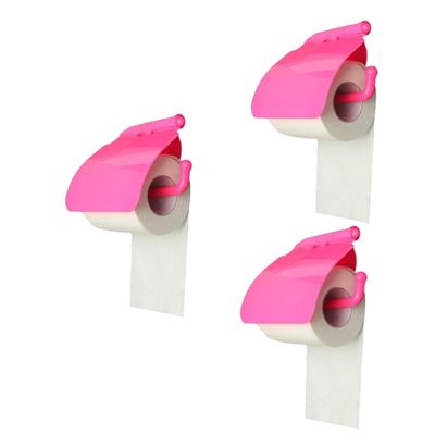 ABOOFAN 3pcs Tissue Box Holder Cup Wall-Mounted Toilet Paper Storage Accessory Cover Easy Install for Smooth Suitable for up to Wide Rose Red