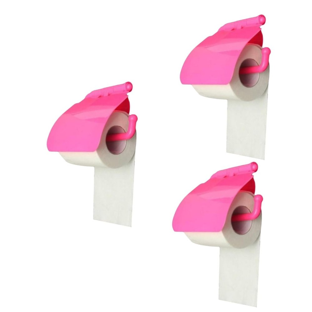 ABOOFAN 3pcs Tissue Box Holder Cup Wall-Mounted Toilet Paper Storage Accessory Cover Easy Install for Smooth Suitable for up to Wide Rose Red