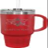 Hono Soldier, 40-Ounce Laser Engraved Stainless Steel Travel Tumbler Coffee Mug, Straw, Handle, Slider Lid - Customizable, Red view 1