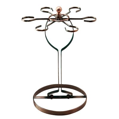 Countertop Metal Wine Glass Holder, Freestanding Wine Glass Rack, Elegant Tabletop Stemware Rack with 6 Hooks for Cabinet and Bar (Color : Bronze)