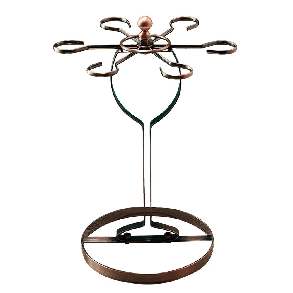 Countertop Metal Wine Glass Holder, Freestanding Wine Glass Rack, Elegant Tabletop Stemware Rack with 6 Hooks for Cabinet and Bar (Color : Bronze)