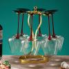 Countertop Metal Wine Glass Holder, Freestanding Wine Glass Rack, Elegant Tabletop Stemware Rack with 6 Hooks for Cabinet and Bar (Color : Bronze) view 2