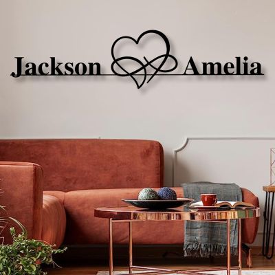 lunwall Infinity Heart Metal Wall Art, Infinity Heart Wall Decor, Metal Infinity Sign, Personalized Wedding Gifts for Couples, Personalized Anniversary Gifts, Couples Wall Decor (Style 6)