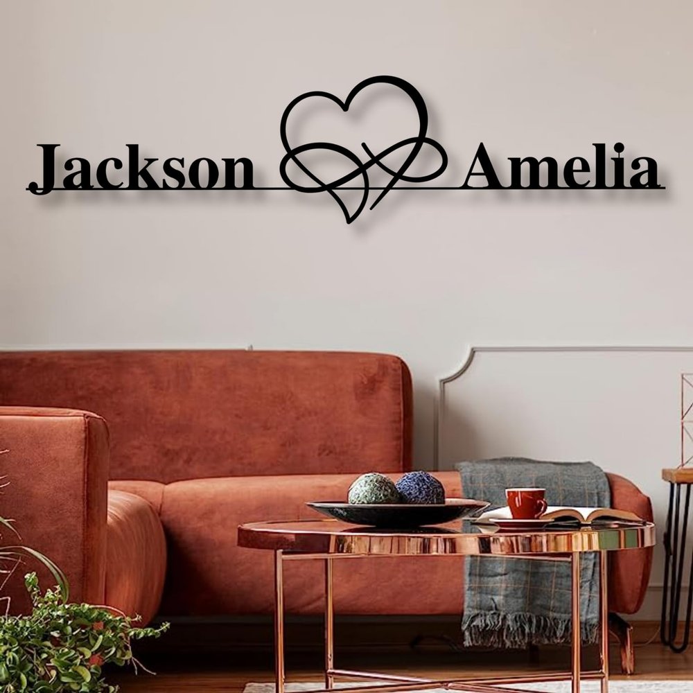 lunwall Infinity Heart Metal Wall Art, Infinity Heart Wall Decor, Metal Infinity Sign, Personalized Wedding Gifts for Couples, Personalized Anniversary Gifts, Couples Wall Decor (Style 6)