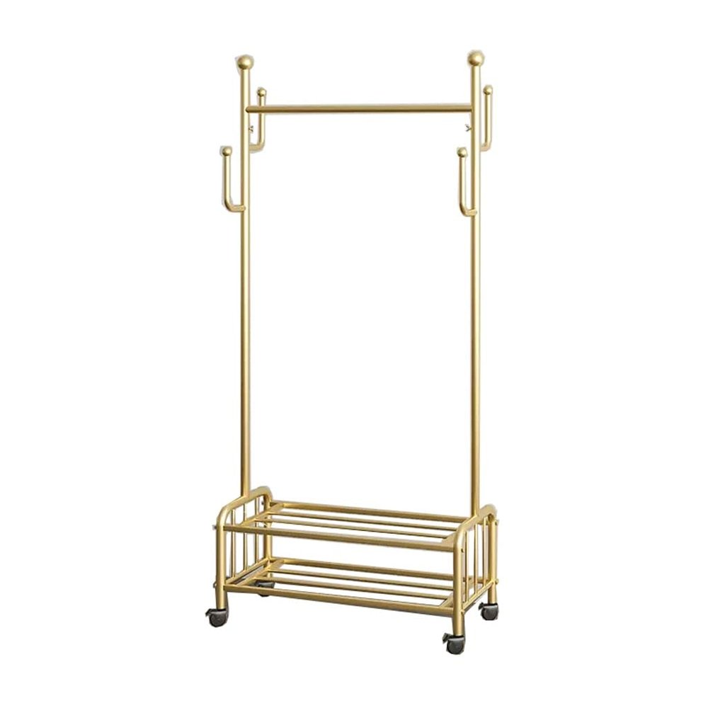 Coat Rack Freestanding Hall Tree Stand Coat Rack Bedroom Dirty Clothes Basket with Wheels Hanging Clothes Rack Balcony Clothes Rod Metal Coat Rack Coat Tree Standing Coat Rack (Color : A, Size : 80*