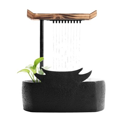 CHICKEN Waterfall Fountain Indoor Indoor Waterfall Fountain Portable Ceramic Circulation Fountain Zen Meditation Waterfall Decoration Table Fountain Table Top Water Fountain Indoor