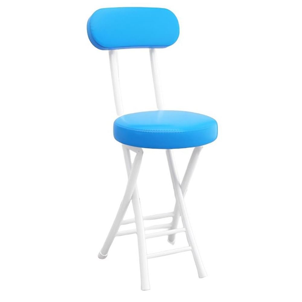 Folding Bar Stool, Comfortable Cushioned Padded Seat, 18.5in Folding Kitchen Breakfast Stool Chair, Lightweight and Portable, Foldable Stool for Picnic Garden Party (Color : Blue)