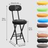 Folding Bar Stool, Comfortable Cushioned Padded Seat, 18.5in Folding Kitchen Breakfast Stool Chair, Lightweight and Portable, Foldable Stool for Picnic Garden Party (Color : Blue) view 3