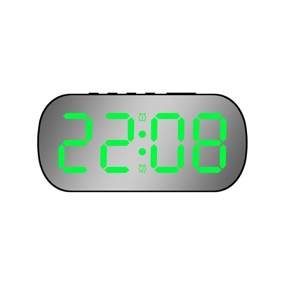 QukAn Digital Alarm Clock Desktop Table Clock Teperature Calendar LED Display Electronic Alarm Clocks Snooze Funtion Night Mode 12/24H (Color : Black Green Light)