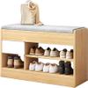 HOBIBA Shoe Storage Bench 2 Tiers 1 Drawer Shoebox with seat and Cushion Corridor Bedroom Living Room Furniture Organizer(Size:60x30x52cm) view 1