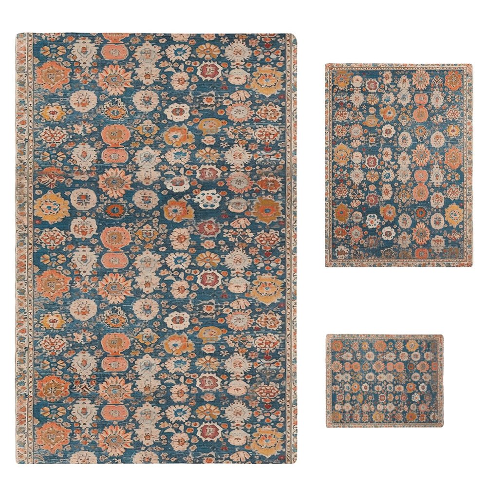LEOSUCRE 3 Piece Bath Towel Set, Abstract Rustic Floral Towels for Bathroom Soft Shower Towels Absorbent Bathroom Towels Set (1 Bath Towel 1 Hand Towel 1 Washcloth) Middle Age Geometric Tribal
