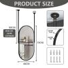 Ceiling Hanging Rod Mirror, Oval Bathroom Mirrors for Wall with Floating Rods Black Metal Framed Hanging Wall Mirror for Vanity Shaving (Size : 40cmx70cm) view 2