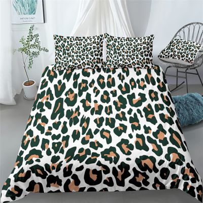 Boasorte Leopard Luxe Prints Duvet Cover Set | Urban Jungle Chic Wild Animal Fur Design Bedding Set | with Soft Duvet Cover+2 Pillow Shams(3pcs) or Sheet (4pcs) (B,Queen-4PCS)
