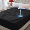 ELVEN HOME Twin Size Mattress Pad Waterproof, Pillow Top Cooling Twin Mattress Topper for Single Bed, Pee Proof Mattress Protector Cover Quilted Fitted with 8-21" Deep Pocket (39x75 inch, Black) view 1