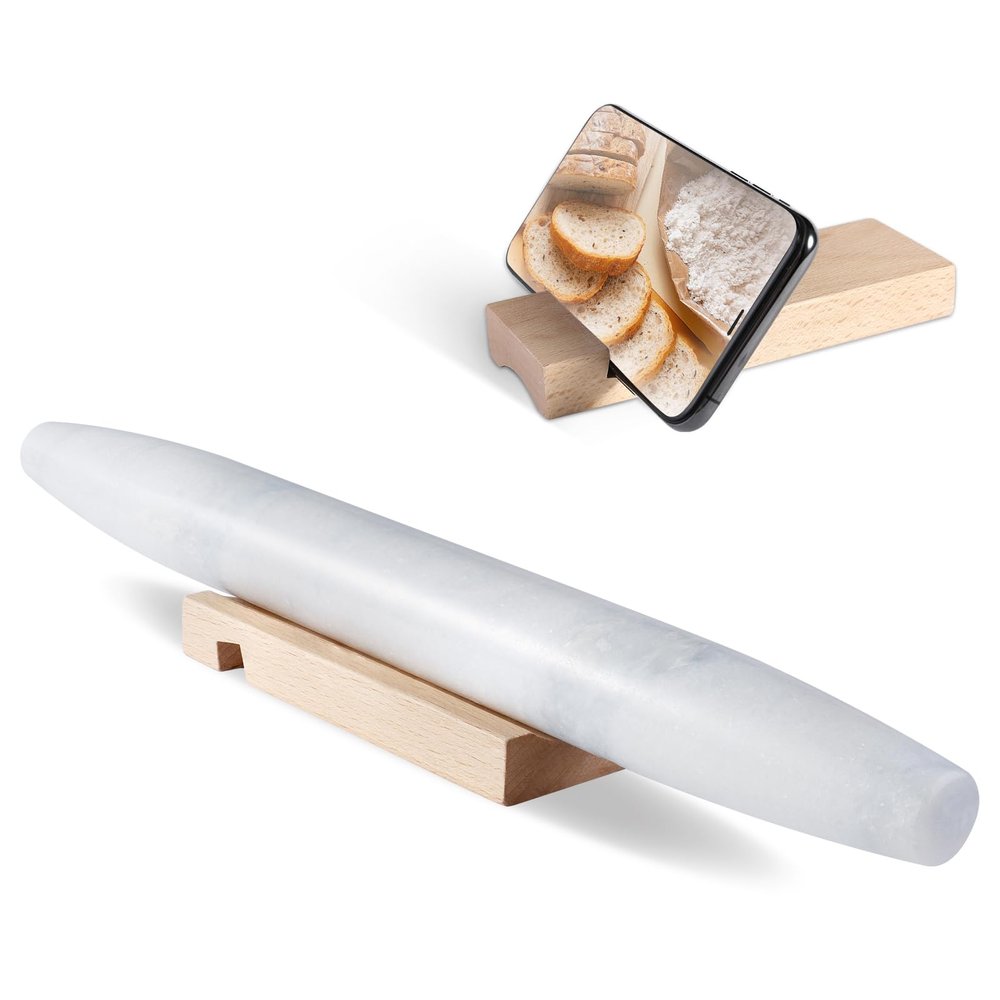 Koville African Natural Marble French Rolling Pin, 16inch Non-Stick Rolling Pin for Baking, Dough Roller for Pasta, Dumpling, Fondant, Pie, Bread, Pizza, Kitchen Baking Tools(Namib Fantasy)
