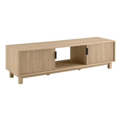 Pemberly Row 58" 2-Door Wood TV Stand with Reeded Fronts - Oak