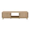 Pemberly Row 58" 2-Door Wood TV Stand with Reeded Fronts - Oak view 2