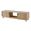 Pemberly Row 58" 2-Door Wood TV Stand with Reeded Fronts - Oak view 3