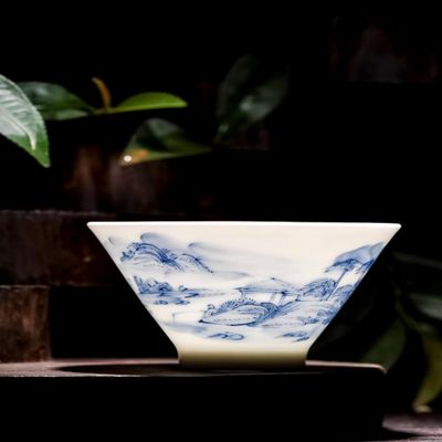 7.6cm Blue and White Porcelain Master Cup Single Cup Jingdezhen Ceramic Kung Fu Tea Set Tea Cup