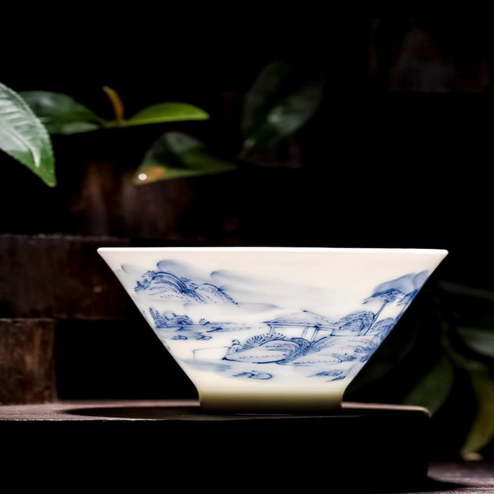 7.6cm Blue and White Porcelain Master Cup Single Cup Jingdezhen Ceramic Kung Fu Tea Set Tea Cup