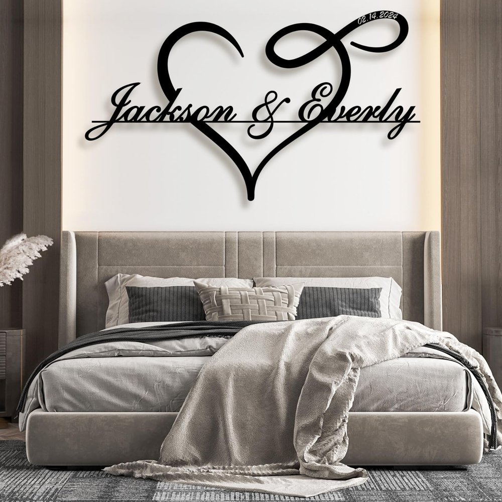 Lunwall Infinity Heart Metal Wall Art, Heart Wall Decor, Infinity Sign, Personalized Wedding & for Couples