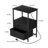 End Table End Table with Bedside Table with USB Ports and Power Outlets Modern Night Stand Nightstand view 3