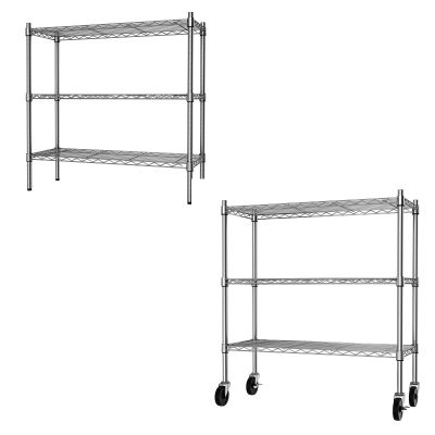 Auslar Bundle of 3-Shelf Storage Wire Shelves Chrome
