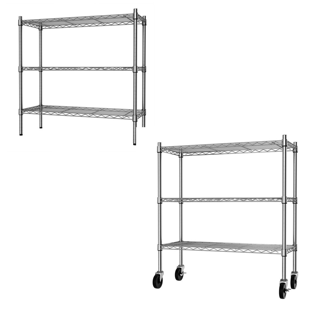 Auslar Bundle of 3-Shelf Storage Wire Shelves Chrome