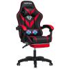 HOFFREE Massage Gaming Chair for Kids Computer Gamer Chair with Footrest and Lumbar Support Reclining PC Game Chair with Headrest for Gaming Room Red and Black view 1